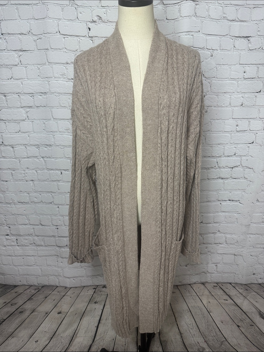 J. Jill Long, Cozy Open-Front Cable Knit Cardigan Sweater size XL